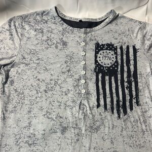 Gray Graphic Henley Shirt